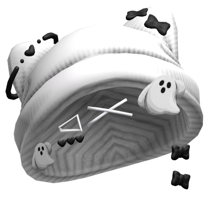 Spooky Ghosts Halloween Beanie w/ Hairclips