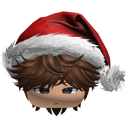 Messy Fluffy Brown Hair with a Santa Hat Y2k Roblox item
