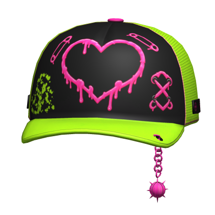 Scene Y2K Rave Chain Spiked Cap (Green & Pink) Roblox item