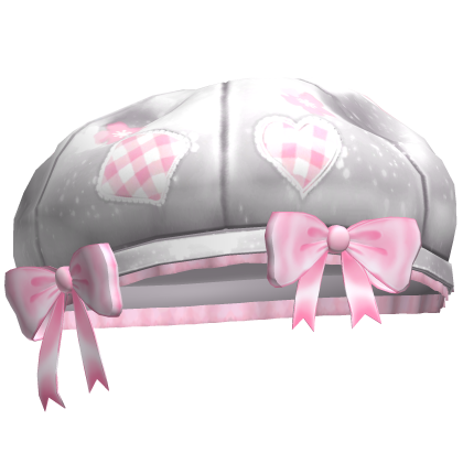 Kawaii Patchwork Bow Beret White&Pink
