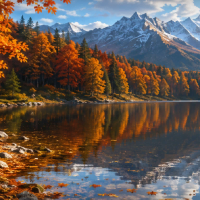 Autumn Mountain Lake Background