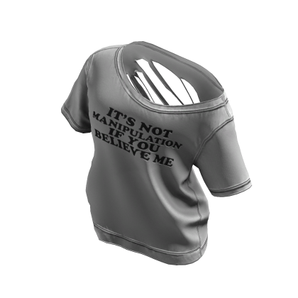 Y2K Gray Off-Shoulder Ripped Tee (Manipulation)