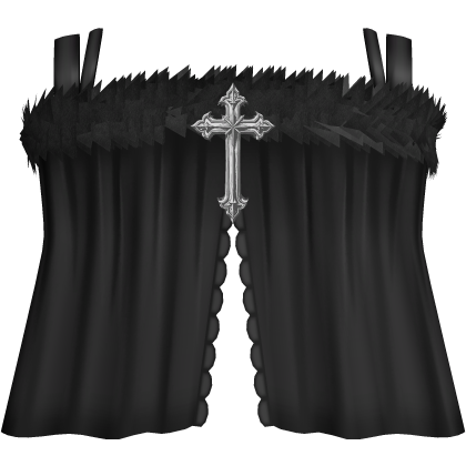 ♱ emo gothic fur top with cross Roblox item