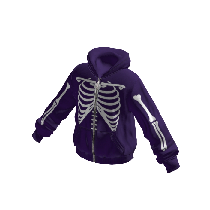 Goth Skeleton Zip-Up Hoodie (Purple)