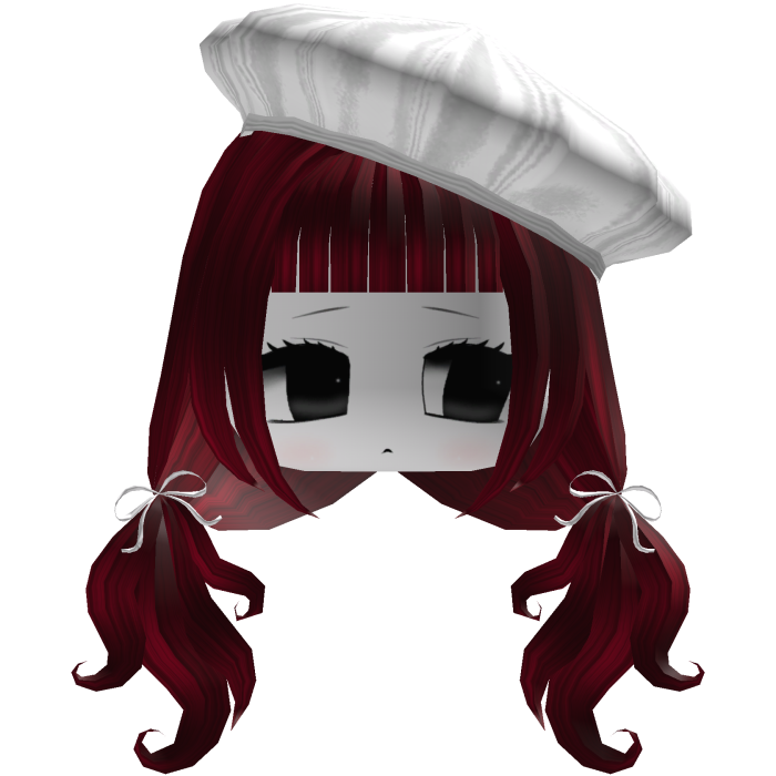 Red Kawaii Pigtails w/ Bows & Chibi Face