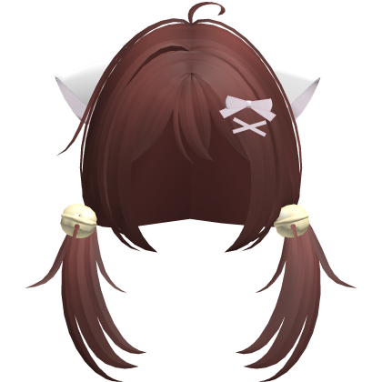 red playful nyanko cute pigtails
