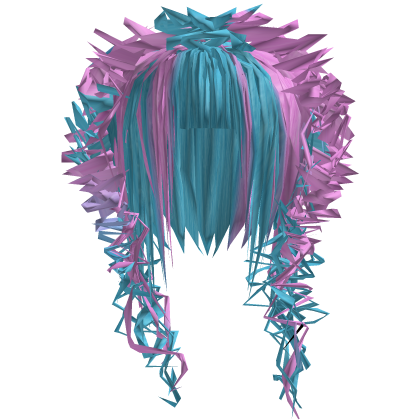 curly teased scene hair pink and blue cotton candy