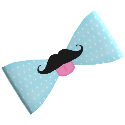 ♡ blue pastel goth polka dot bleh mustache bow