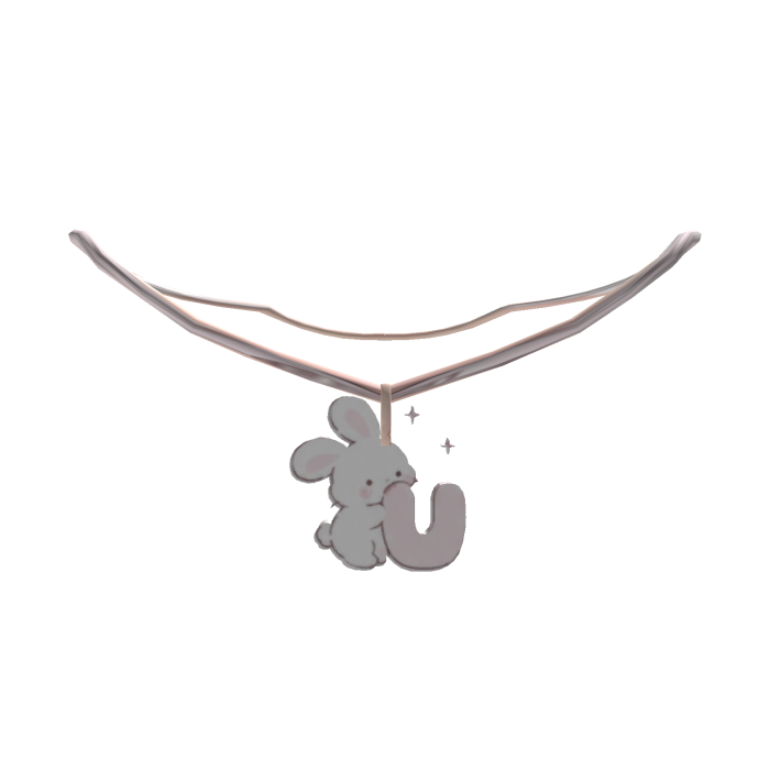 cute u pink bunny initial necklace 1.0