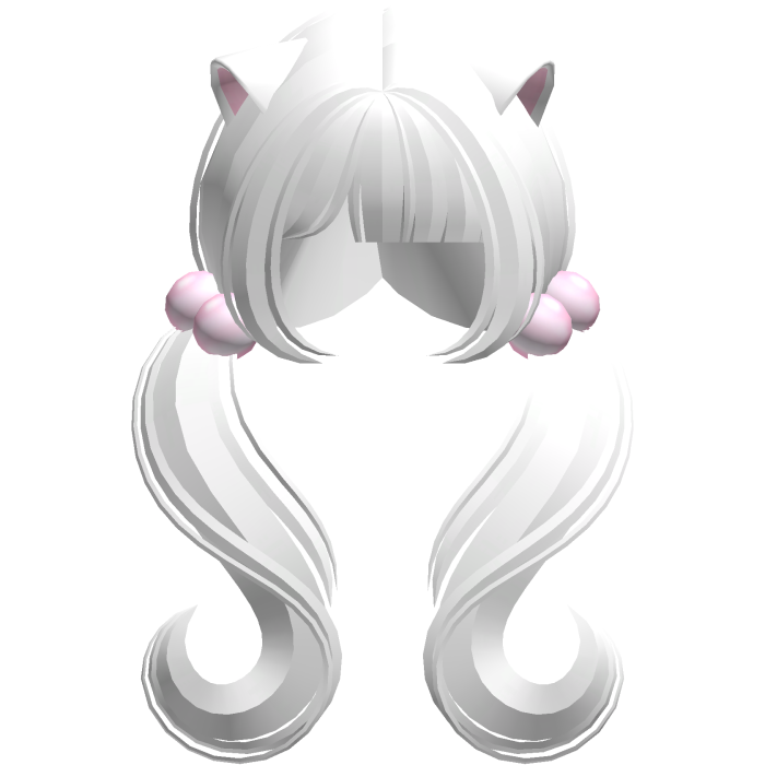 ♡ kawaii moe wavy pigtails w cat ears (white)