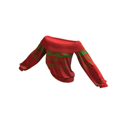 Red Christmas Knitted Off Shoulder Sweater