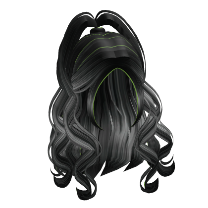 Long Cute Girl Hair - Black and Green Roblox item
