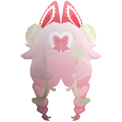 kawaii strawberry pink braids with bow Roblox item