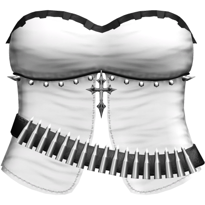 emo studded dress w bullet belt white & black Roblox item