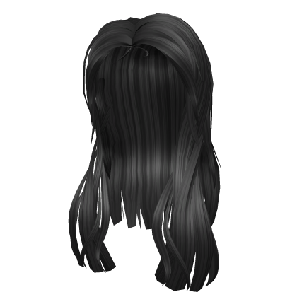 Wavy Long Hair w/ Bangs ~ Black Roblox item
