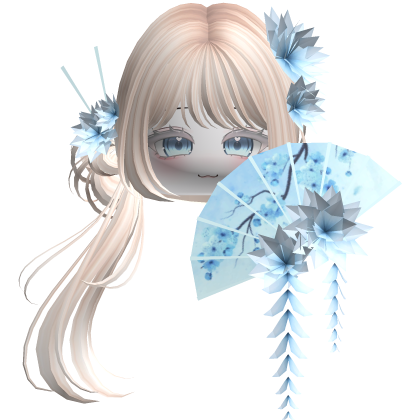 Side Ponytail w/ Cherry Blossoms & Fan