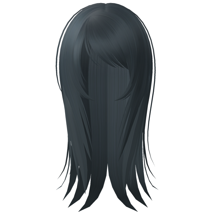 ☆ emo scene messy wispy long hair navy blue