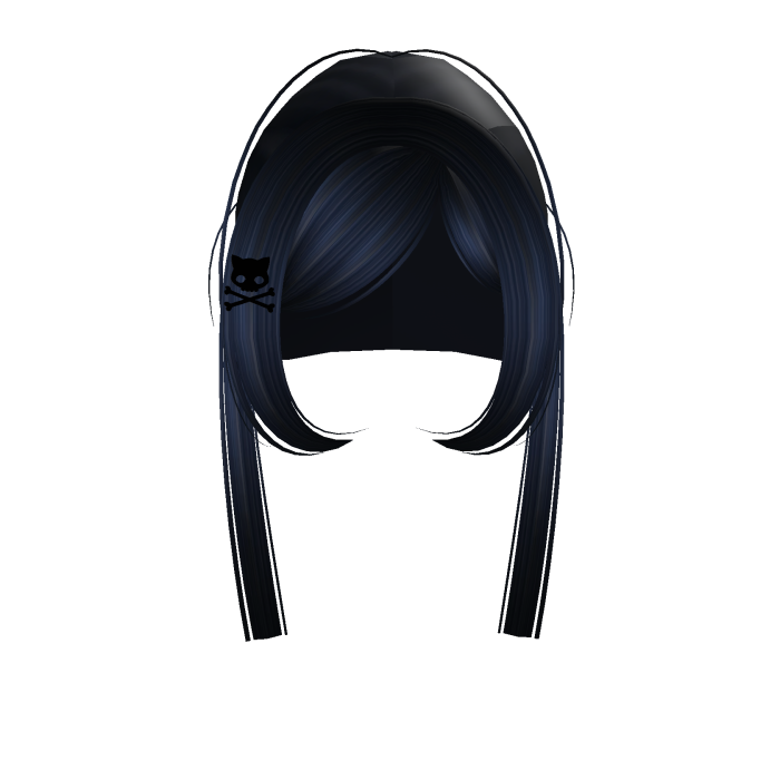 cute dark blue emo pigtails with skull