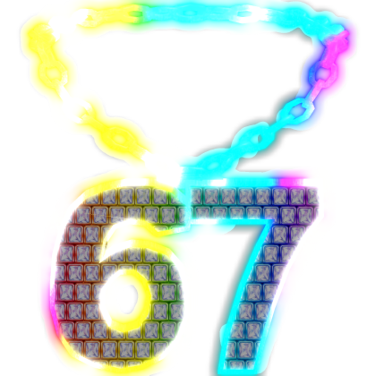 (Emissive) Rainbow Glowing Neon 67 chain necklace  Roblox item
