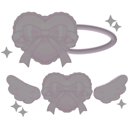 . ‿ ♡ cutesy heart bow hairclip with wings ⊹ .