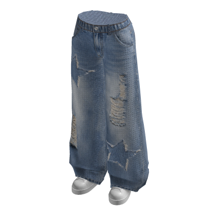 Distressed Wide Leg Jeans (Blue)