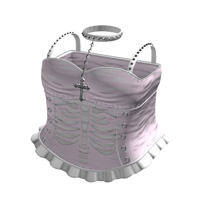 Emo Gothic Ribcage Dress w Choker in Pink