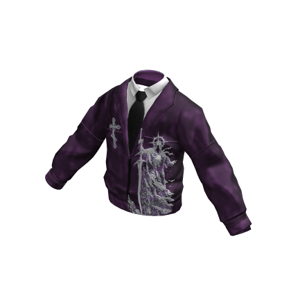 Purple Y2K Angel Graphic Jacket w/ Tie