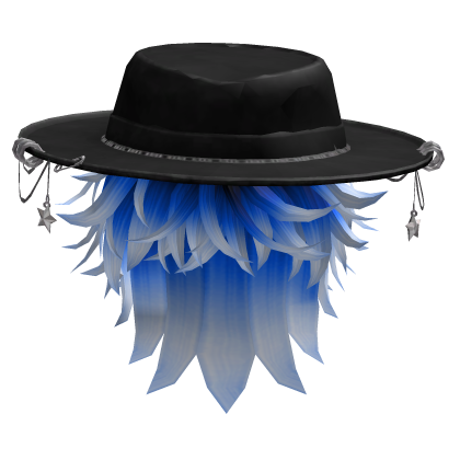 Wolfcut Pierced Sun Hat Feather Messy Hair (Blue) Roblox item