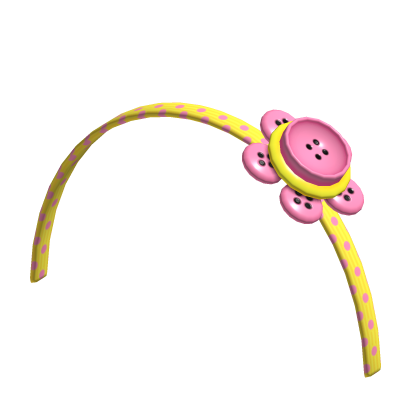Yellow Gyaru Flower Button Polka Headband  Roblox item