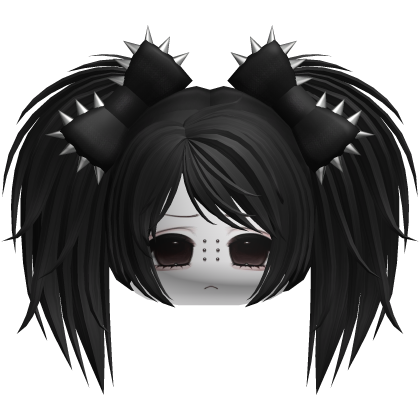 Gothic Moe Vkei Black Messy Pigtails /w Bows