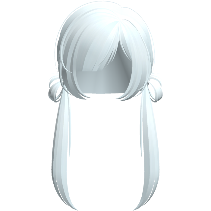 cute low buns with long pigtails in light blue