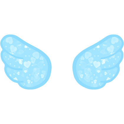 ♡ Cute Glowing Chibi Angel Wings Blue Hearts
