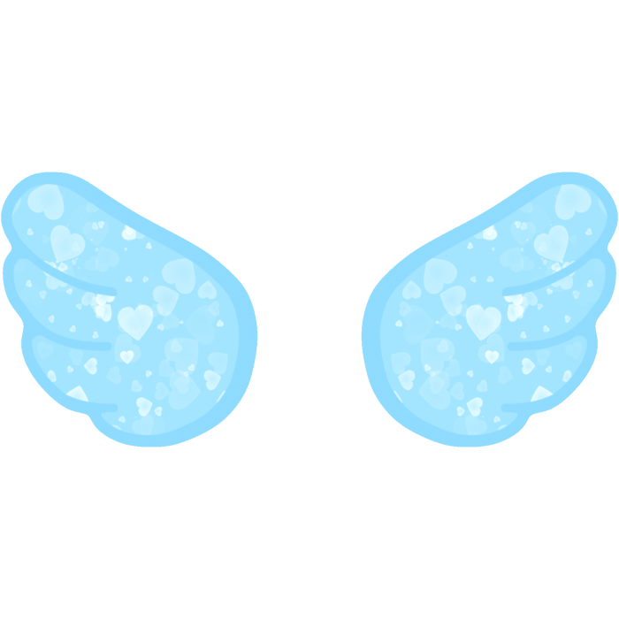 ♡ Cute Glowing Chibi Angel Wings Blue Hearts