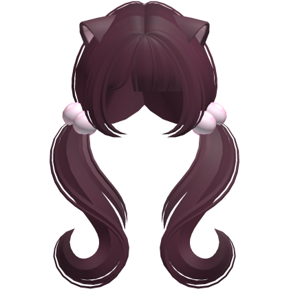 ♡ kawaii moe wavy pigtails w cat ears (berry)