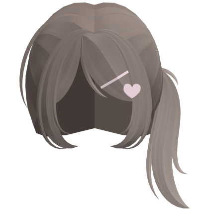 Cute Kawaii Side Ponytail w Clips in Ash Brown Roblox item