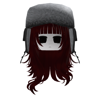 Cute Emo Long Ushanka Hair W/ Face (Red)
