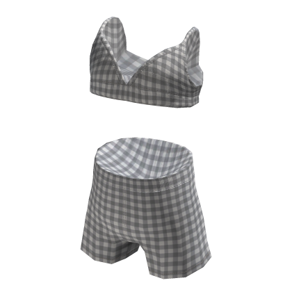 Cottagecore Gingham Girl White & Grey Top Outfit thumbnail