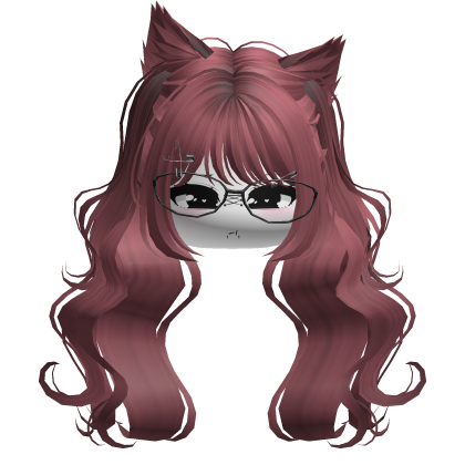 Wavy Moe Pigtails w/ Cat Ears (Dark Pink)