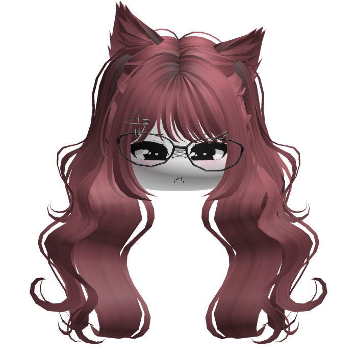 Wavy Moe Pigtails w/ Cat Ears (Dark Pink)