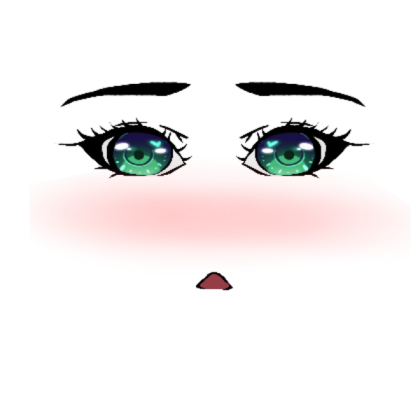Cute Makeup w/Blush []Green[] Roblox decal