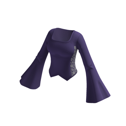 Bell Sleeve Corset Top w/ Pointed Hem (Purple)