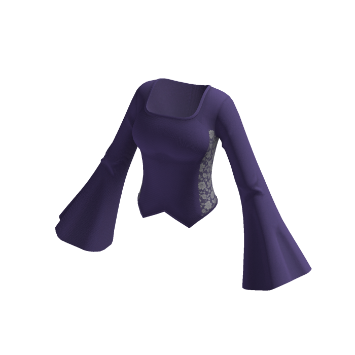 Bell Sleeve Corset Top w/ Pointed Hem (Purple)
