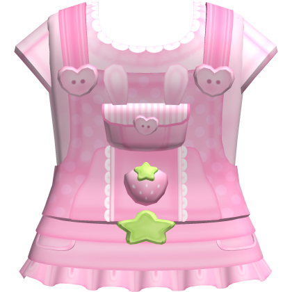 Cute Ruffled Pink Strawberry Overalls Dress