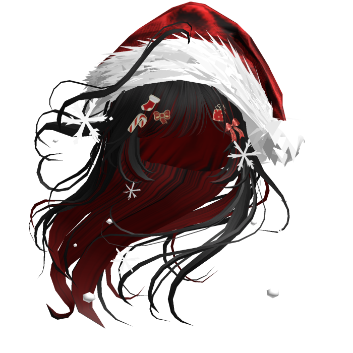 Lush Windy Hair w/Santa Hat (Black&Red)