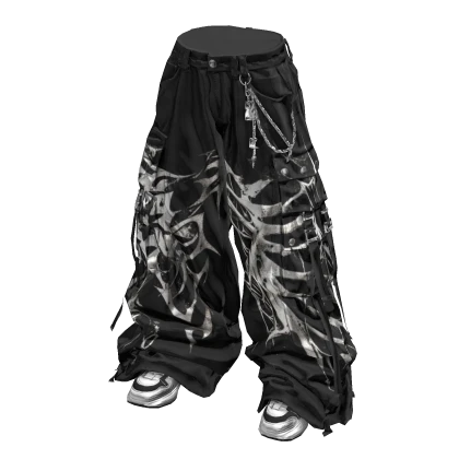 Stylish Baggy Street Pants (Black White) Roblox item render
