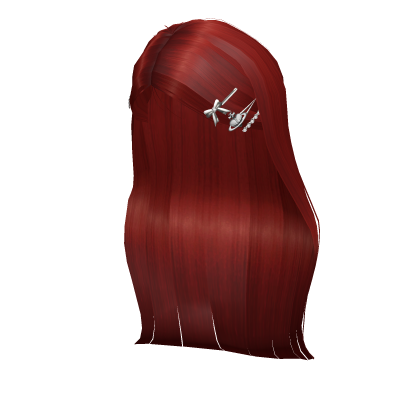 Idol Long Sidepart Hair w/ Hairclips - Red Roblox item