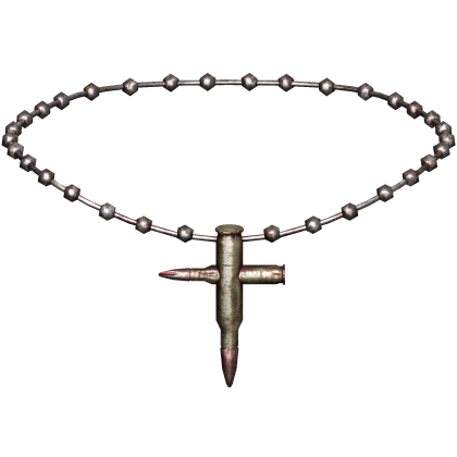 dirty silver beaded bullet cross chain