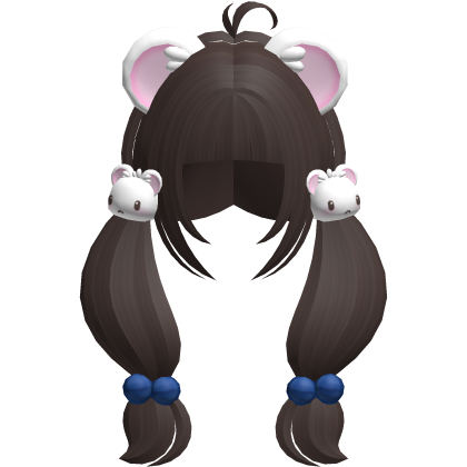 ♡ : kawaii dark brown fluffy bijou pigtails