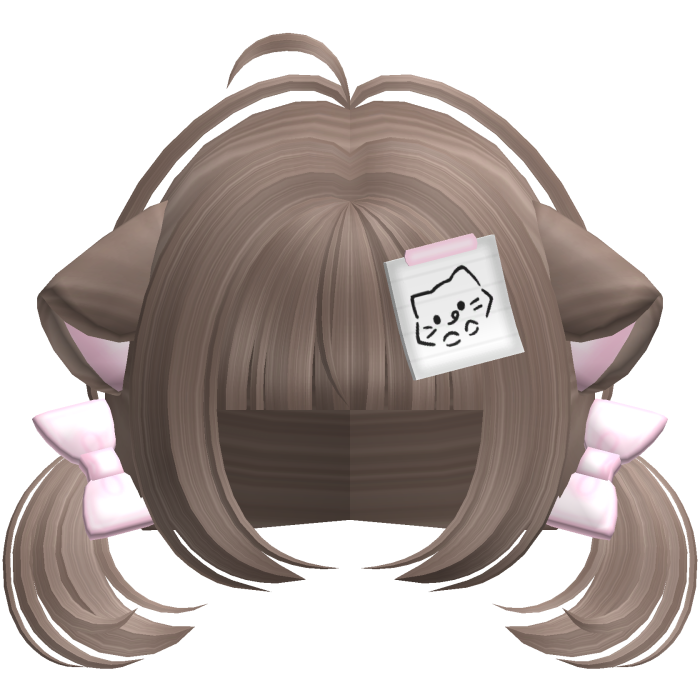 Cute Kawaii Kitty Note Pigtails in Ash Brown