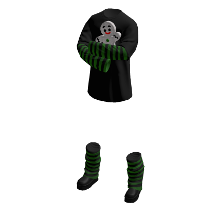 Gingerbread striped emo green leg warmers outfit thumbnail